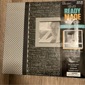 The Paper Studio 12x12 Ready-Made Wedding Photo Album Scrapbook Black & Gray NEW